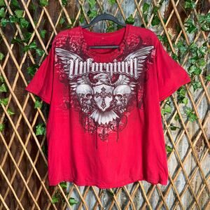 Vintage Y2K unforgiven brand grunge skull eagle cross tshirt